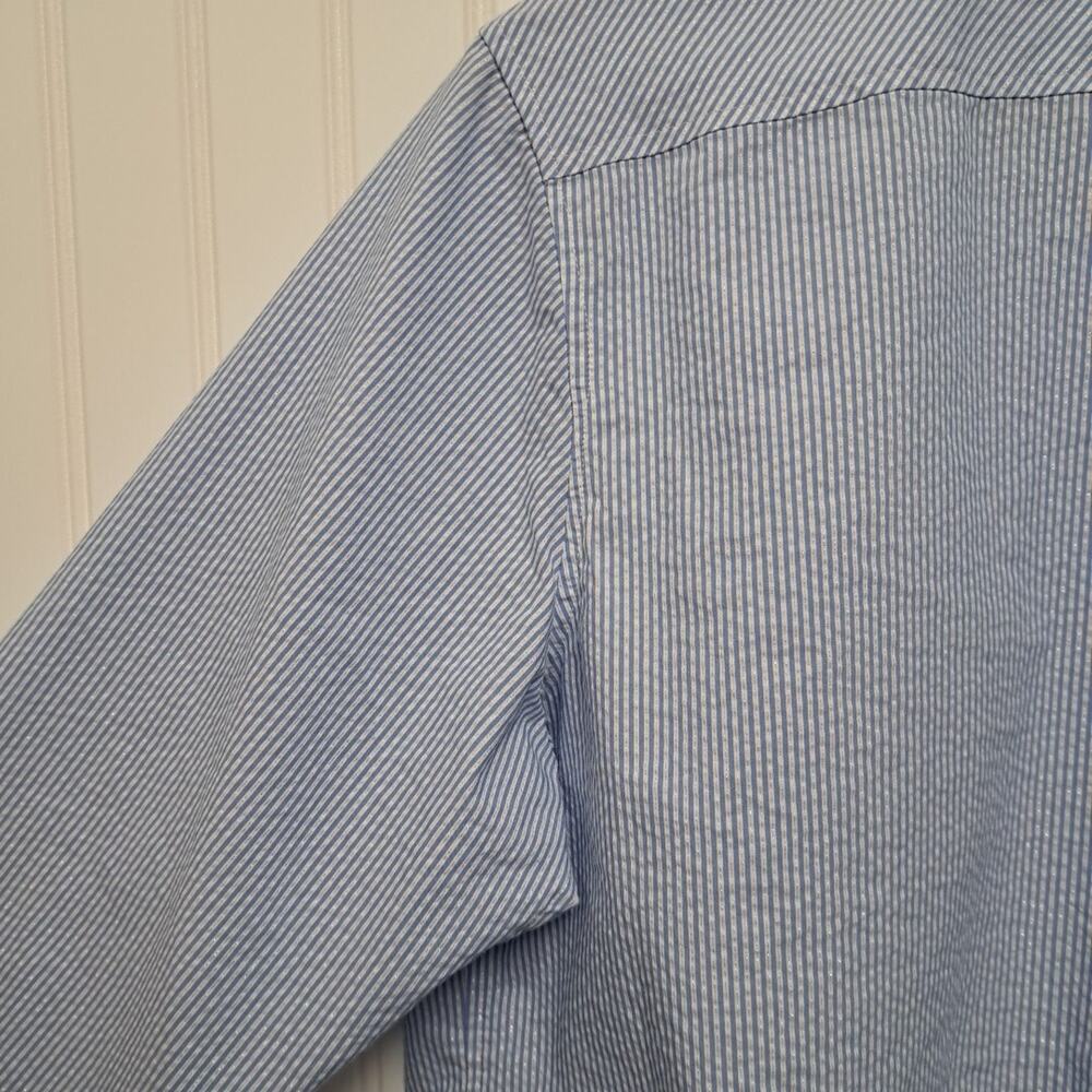 Ava & Viv Long Sleeve Shirt Womens 1X Blue White Striped Button Up Top Coastal - Picture 9 of 14